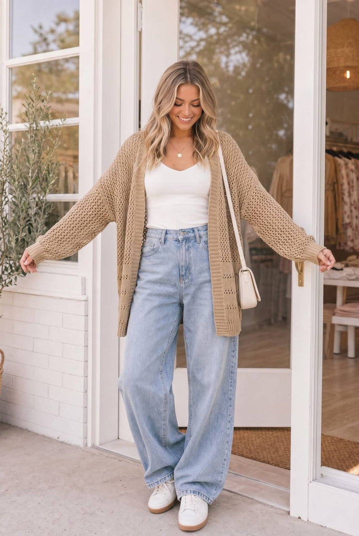 Kori America - Boho Open Stitch Cocoon Cardigan