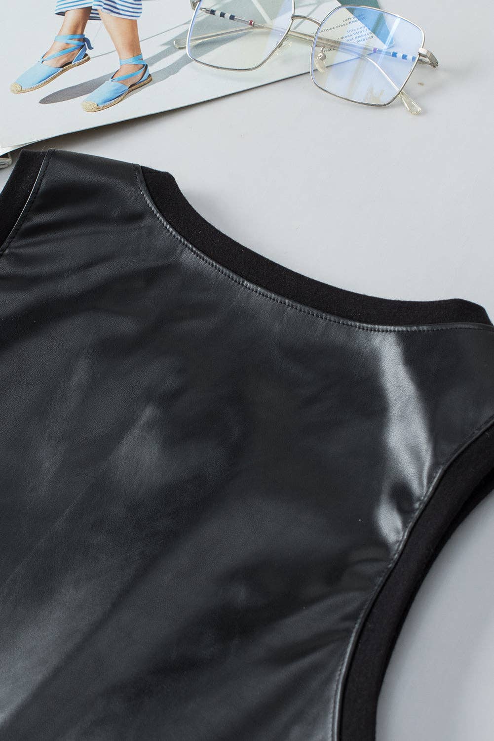 Black Faux Leather  Top