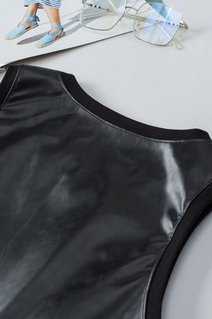 Black Faux Leather  Top