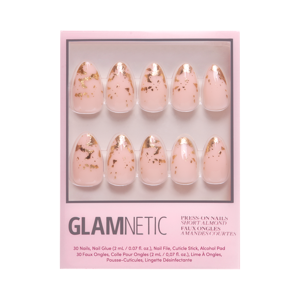Glamnetic - 24K Press-On Nails|Gold Foil Accent| Short Almond Length
