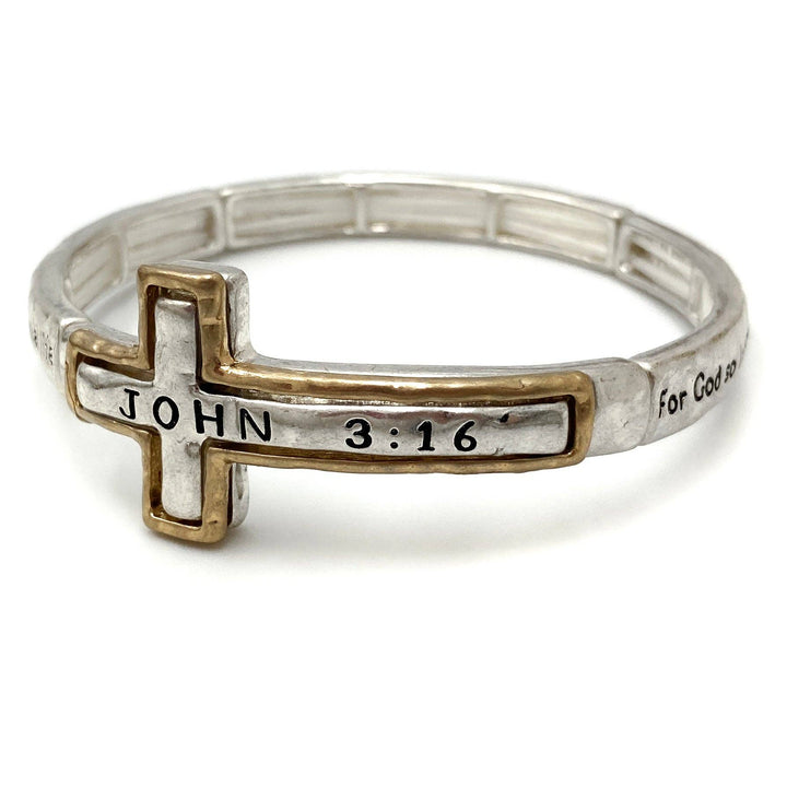 Lunar Deer - Engraved Cross John 3:16 Stretch Bracelet