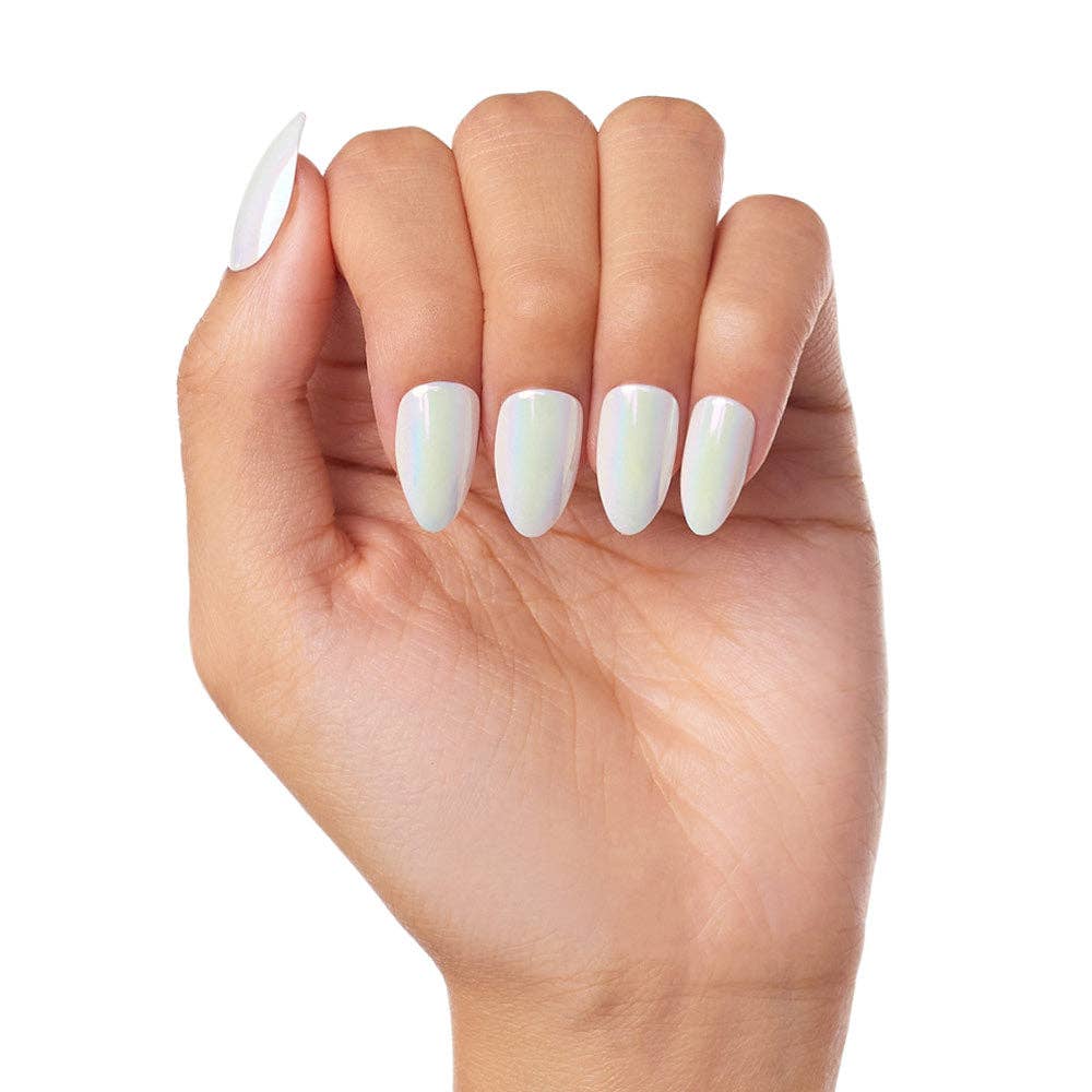 Glamnetic - Moonlight Press-On Nails|Pearlescent White| Short Almond