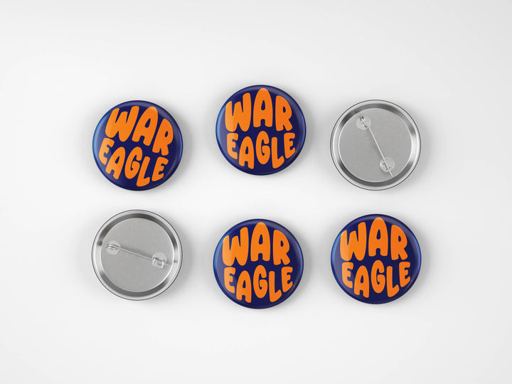 Auburn War Eagle Bubble Letter Button