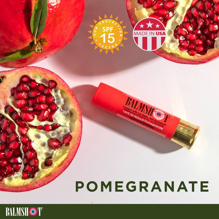 BALMSHOT Lip Balm - Shotgun Shell Lip Balm | Pomegranate | 100% All-Natural
