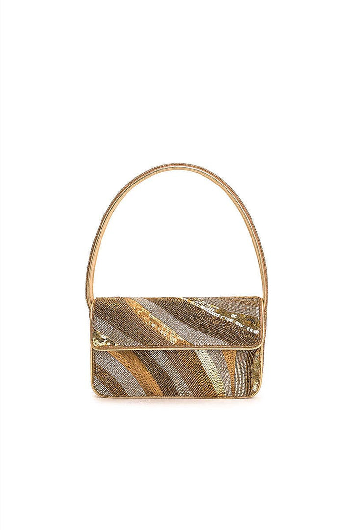America &amp; Beyond - Golden Glam Beaded Shoulder Bag