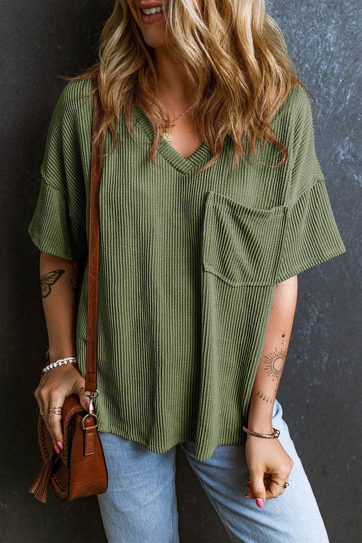 Corded V Neck