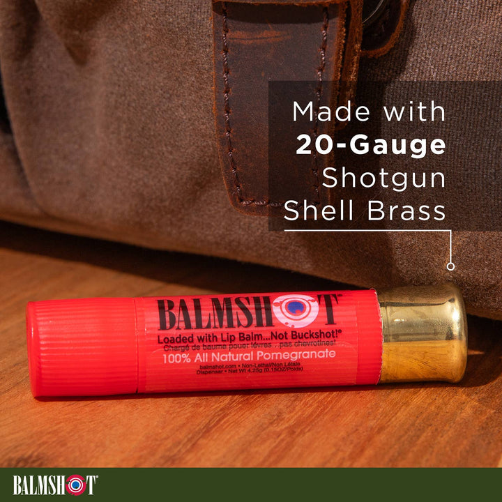 BALMSHOT Lip Balm - Shotgun Shell Lip Balm | Pomegranate | 100% All-Natural