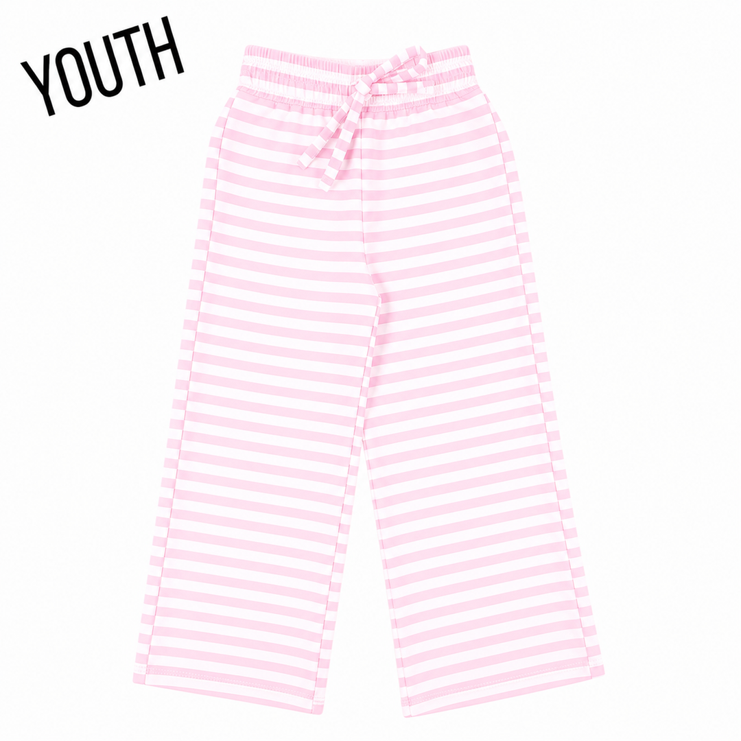 LULU MAC  - KD-MC-STRIPE MONOCHROME PATCH YOUTH PANT-LIGHT PINK
