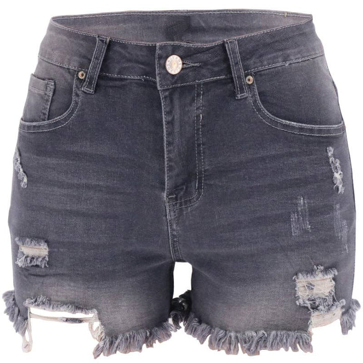 High Rise Distressed Denim Shorts for Women