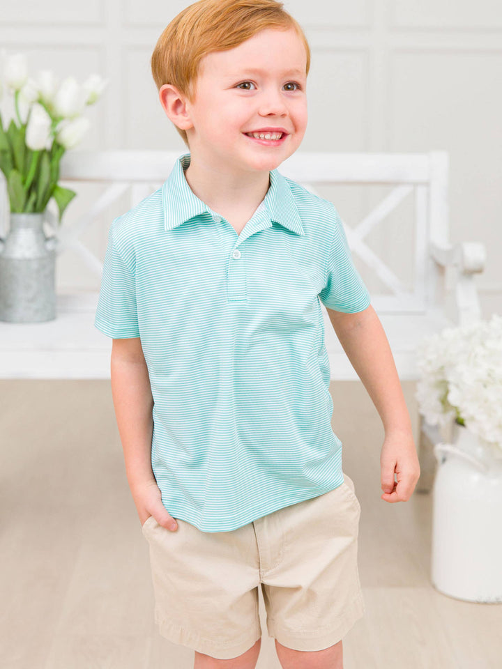 RuffleButts - Boys Khaki Stretch Chino Shorts
