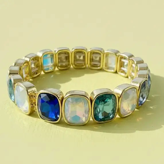 Taylor Elliott Designs - Enamel Stretch Bracelet - Square Gems - Layla -