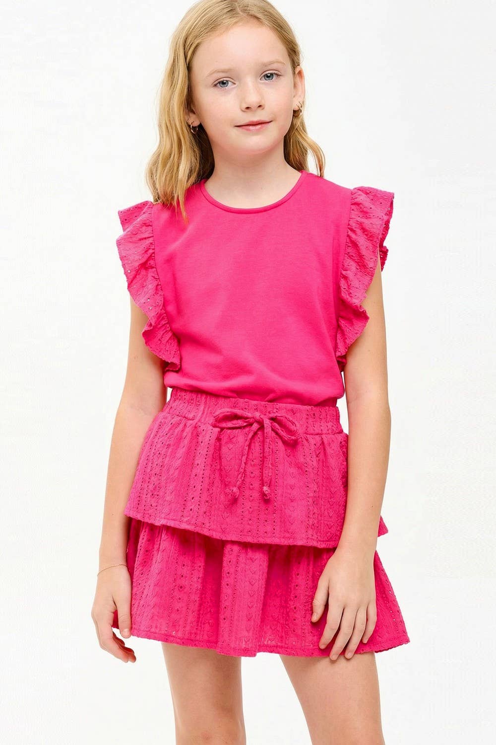 Embroidered Eyelet Tiered Ruffle Skort