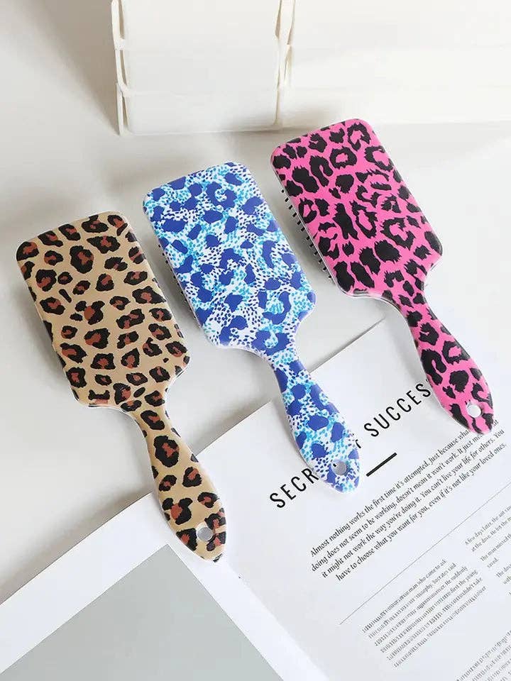 Leopard Print Paddle Hair Brush Detangling Wet Dry