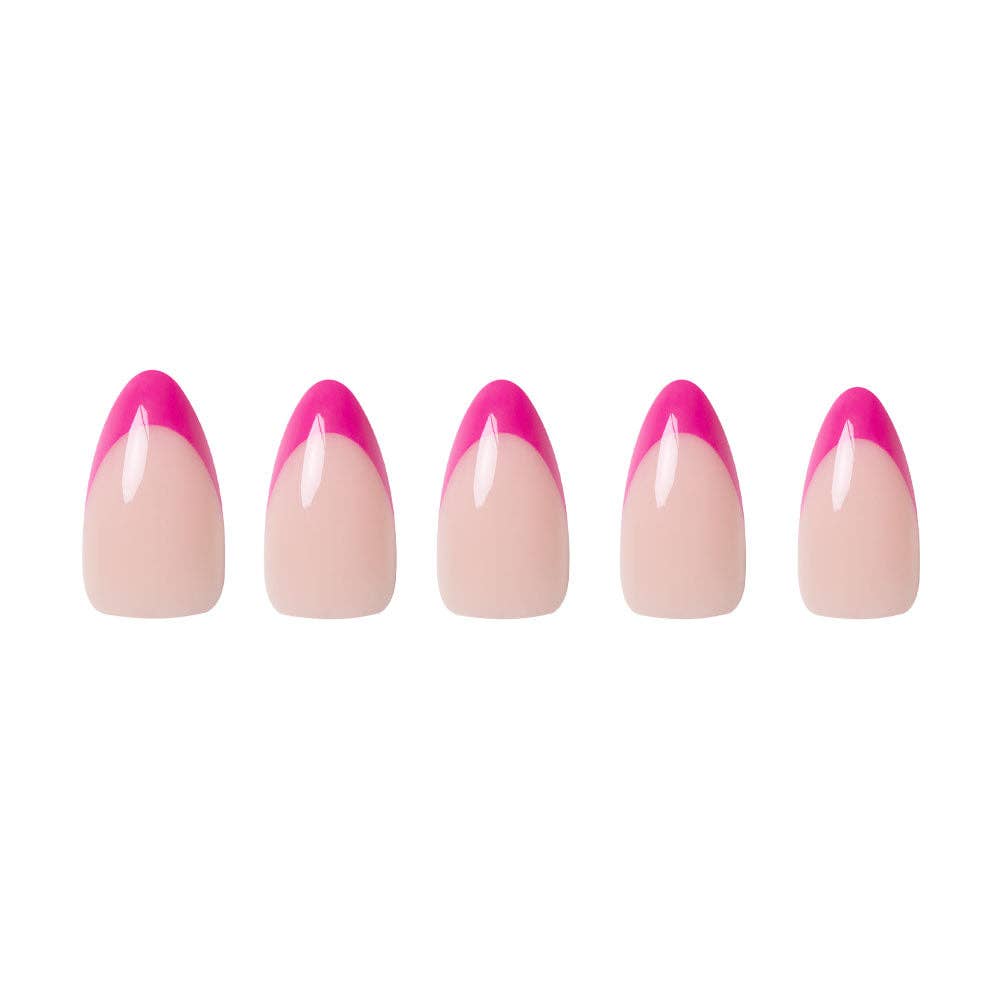 Glamnetic - Raspberry Sorbet Press-On Nails | French Tip | Short Almond