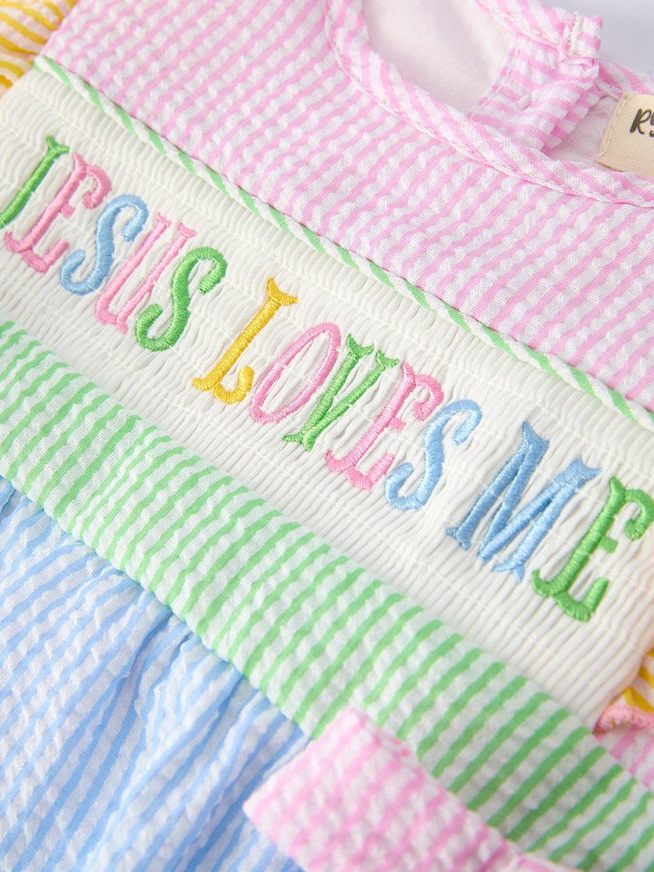Rylee Faith Designs - Jesus Loves Me "Embroidered Baby Girls Romper