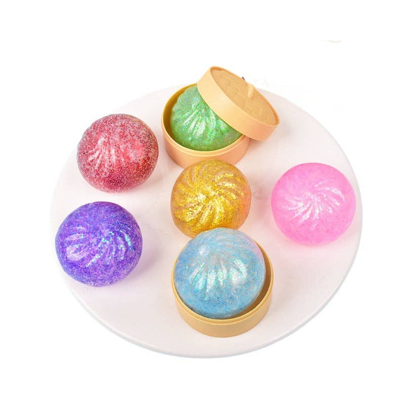 Glitter Squishy Dumpling Stress Ball Sensory Fidget Toy