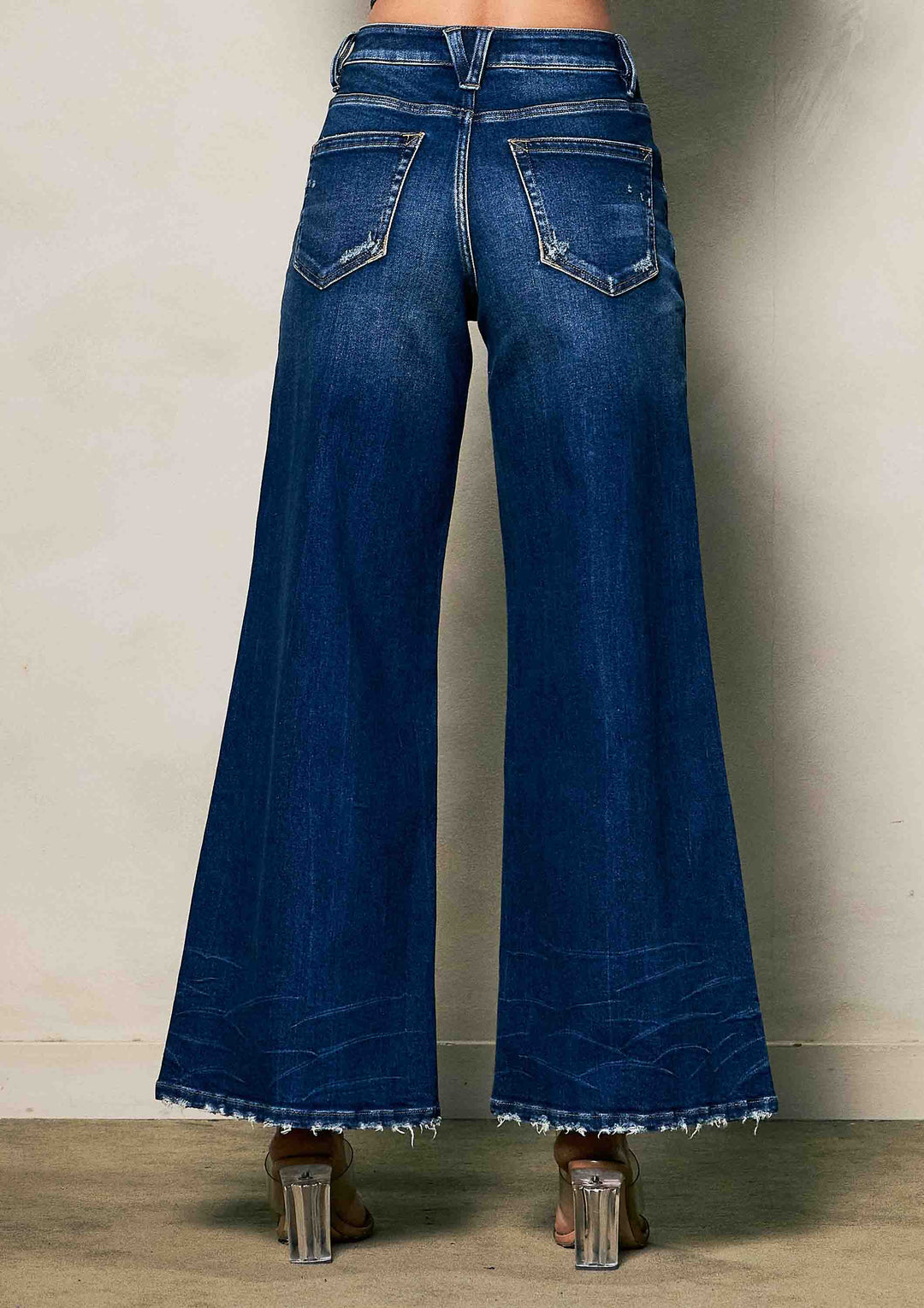 Vibrant M.i.U - Subtle Distressed Palazzo Jeans
